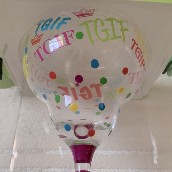 Raise the Bar TGIF Hand Painted Margarita Glass 11 fl.oz - Picture 2 of 5